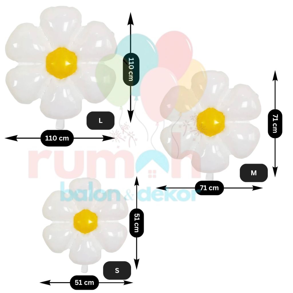 BALON FOIL BUNGA DAISY JUMBO / BALON BUNGA DAISY POLOS / BALON FOIL BUNGA MATAHARI / BALON BENTUK BU