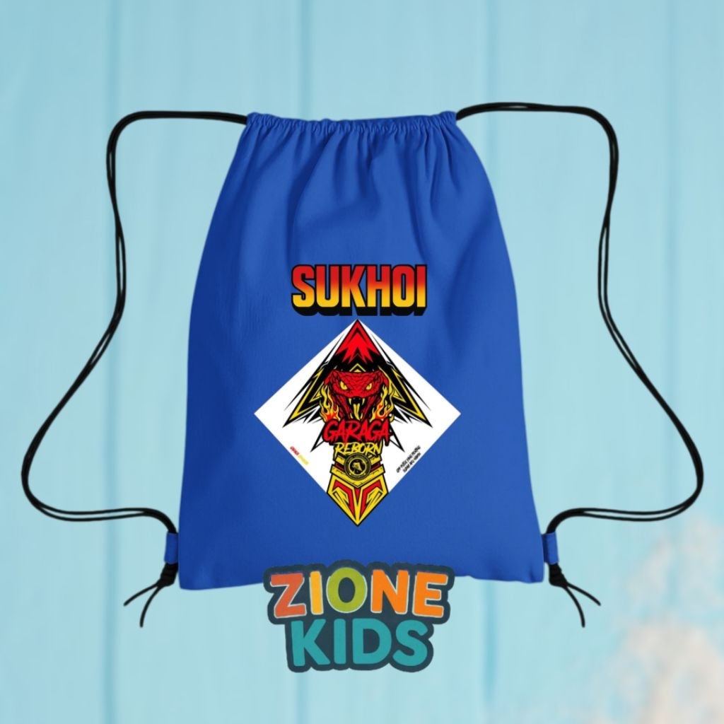 Tas Serut Anak Layang Layang SUKHOI GARAGA REBORN | Drawstring Bag Keren | Free Nama – Zione Kids