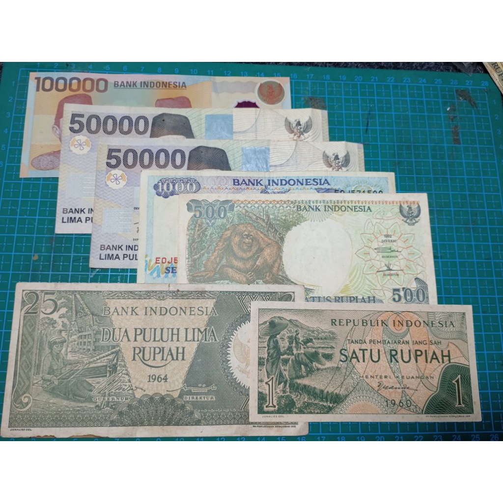 Paket MURAH HEMAT 7 lembar Uang kuno Asli indonesia Campur sesuai Foto