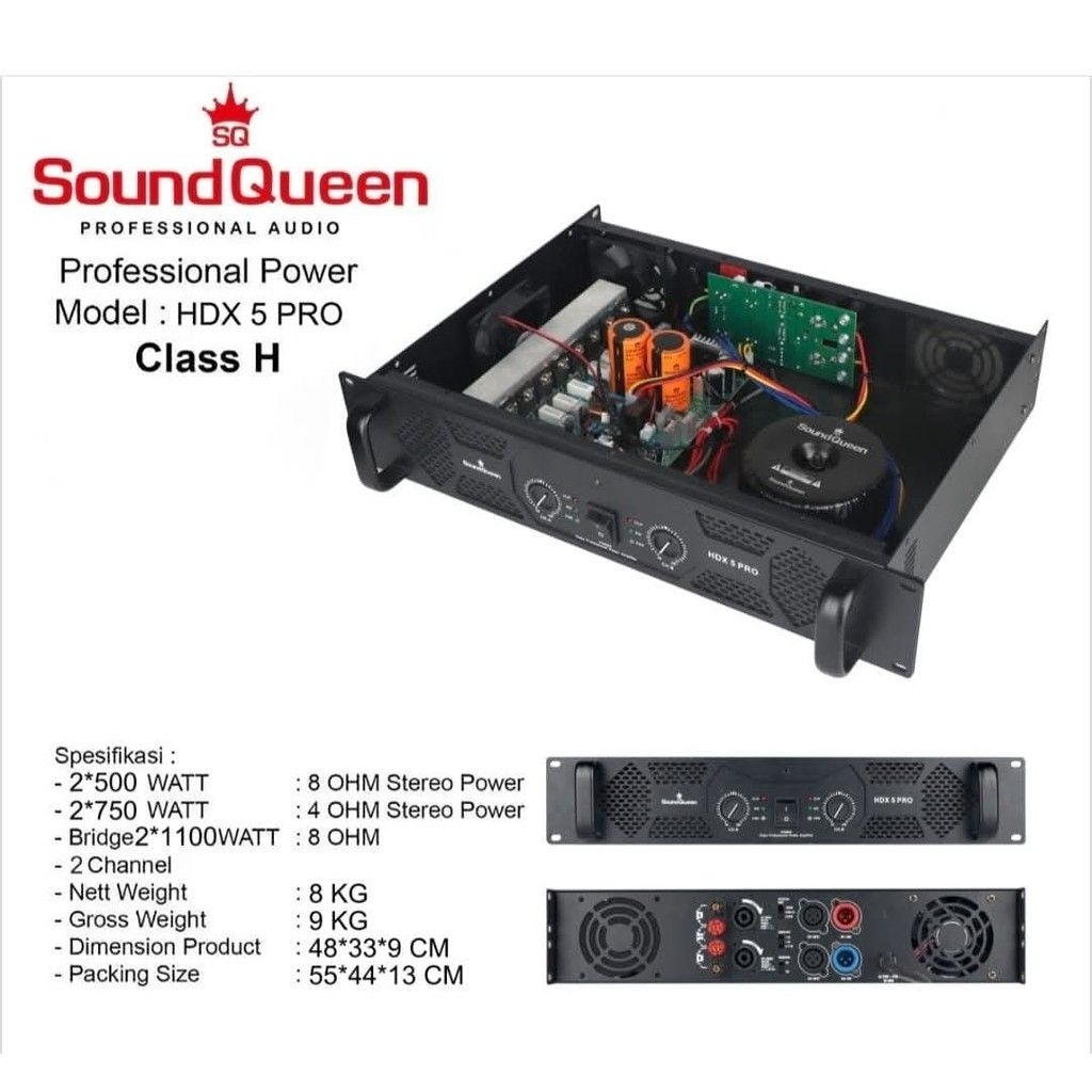 Power Soundqueen HDX 5 PRO Power Amplifier HDX-5 SQ Sound Queen 2 channel