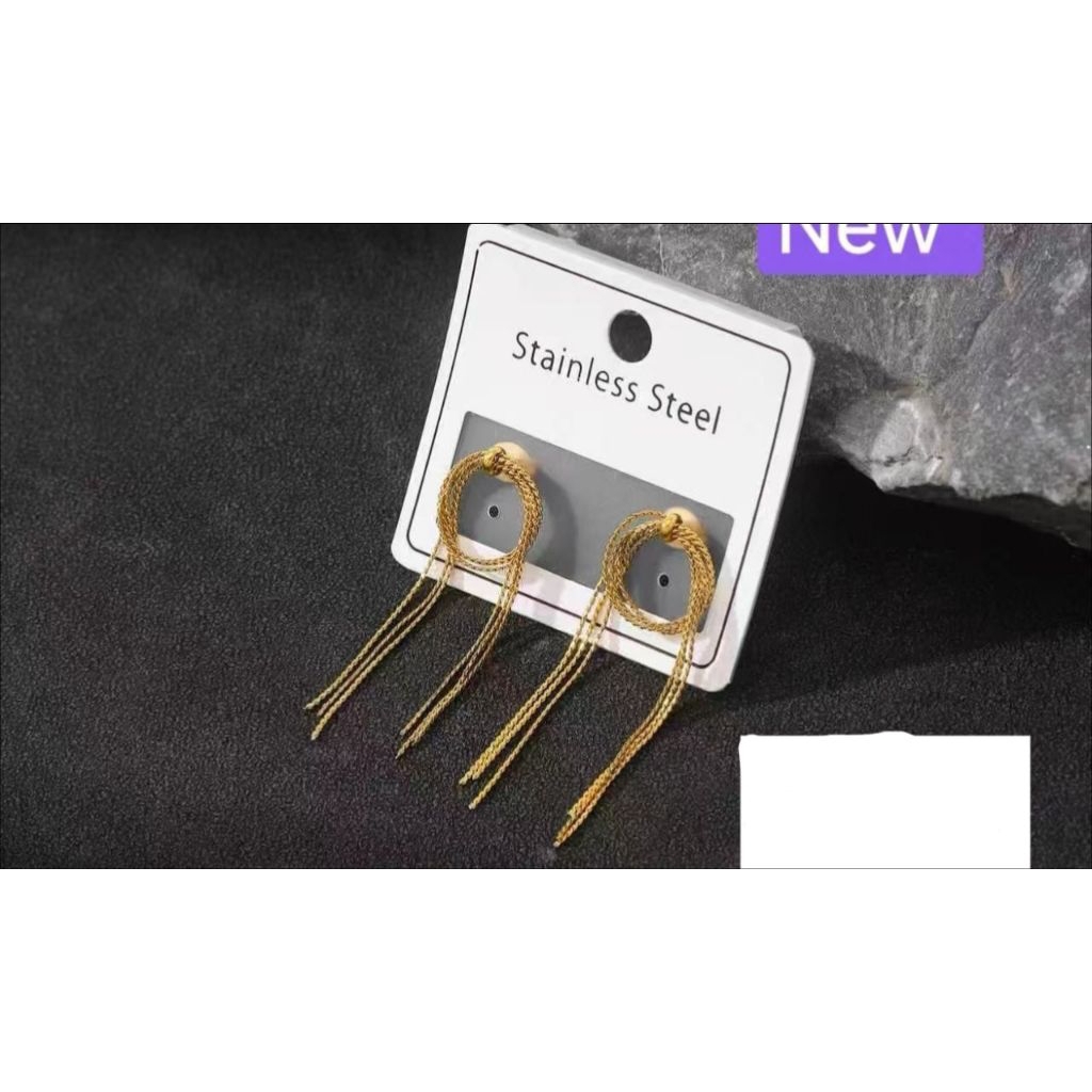 anting tusuk rumbay gold wanita asli titanium