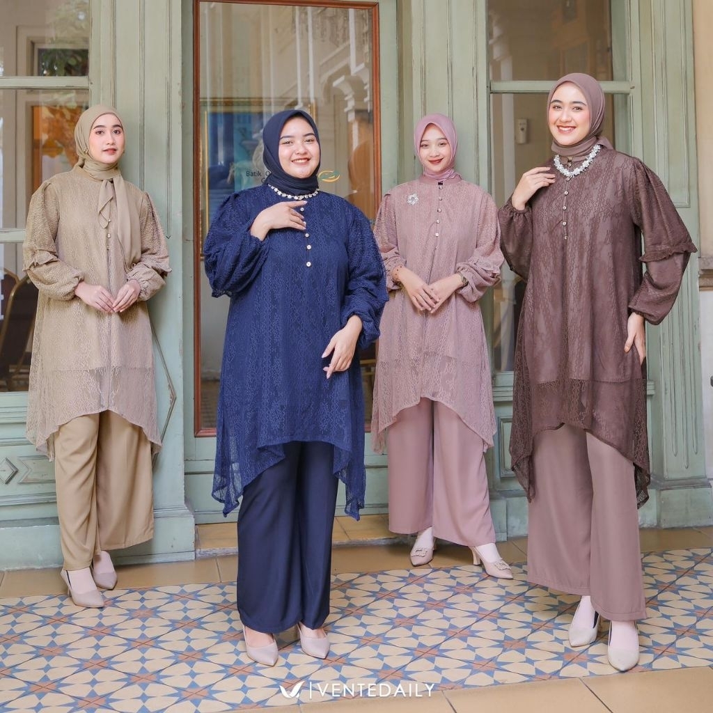 HANSA #2 ONE SET Ori Vente Daily - Sisol [Beli Lokal] - Baju Setelan Wanita Atasan Tunik + Celana Ba