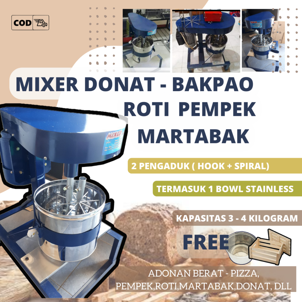 Alat Pengaduk Adonan Pizza mixer donat rakitan mixer dough 2kg MIXER ROTI DAN CAKE / MIXER DOUGH ROT