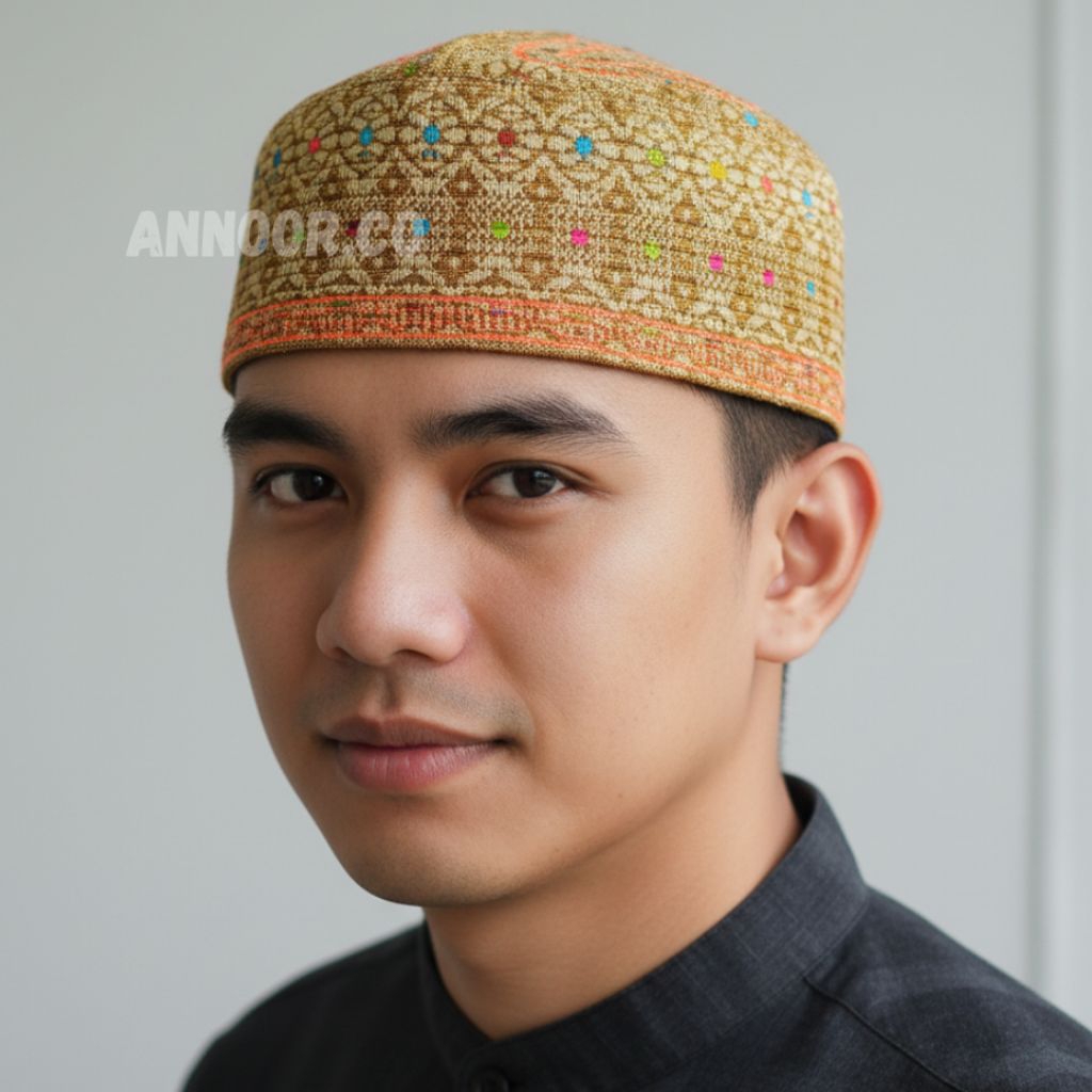 Peci Bordir Motif Emas Size Dewasa - Tersedia ukuran 6-8