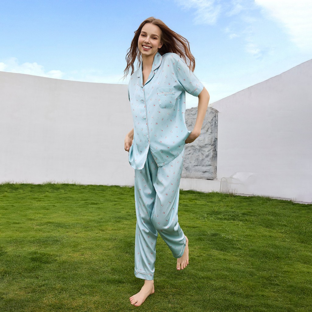 Sorella Loungewear Aqua Blossom Pajama Set N35-PA2376