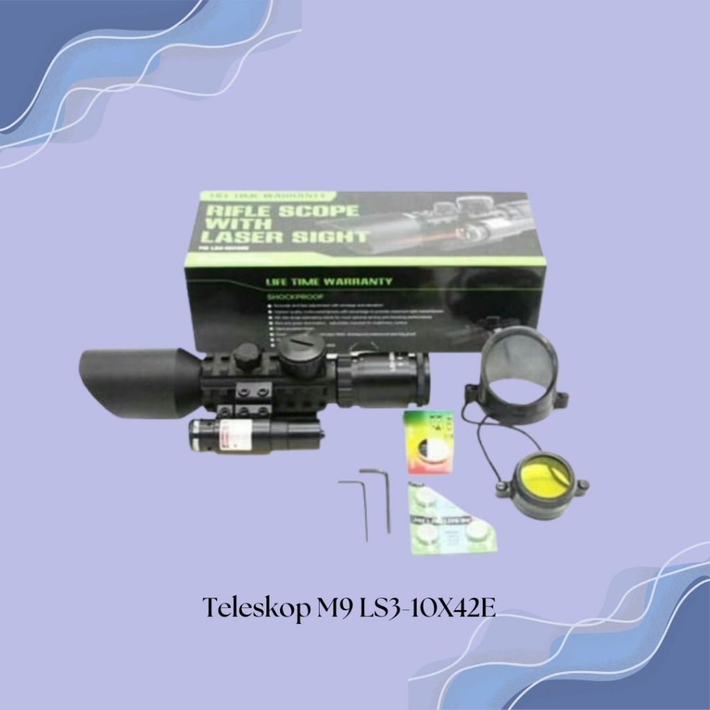 TELESKOP LASER M9 LS 3-10X42 E / TELECOPE M9 LASER MERAH / RIFLESCOPE M9