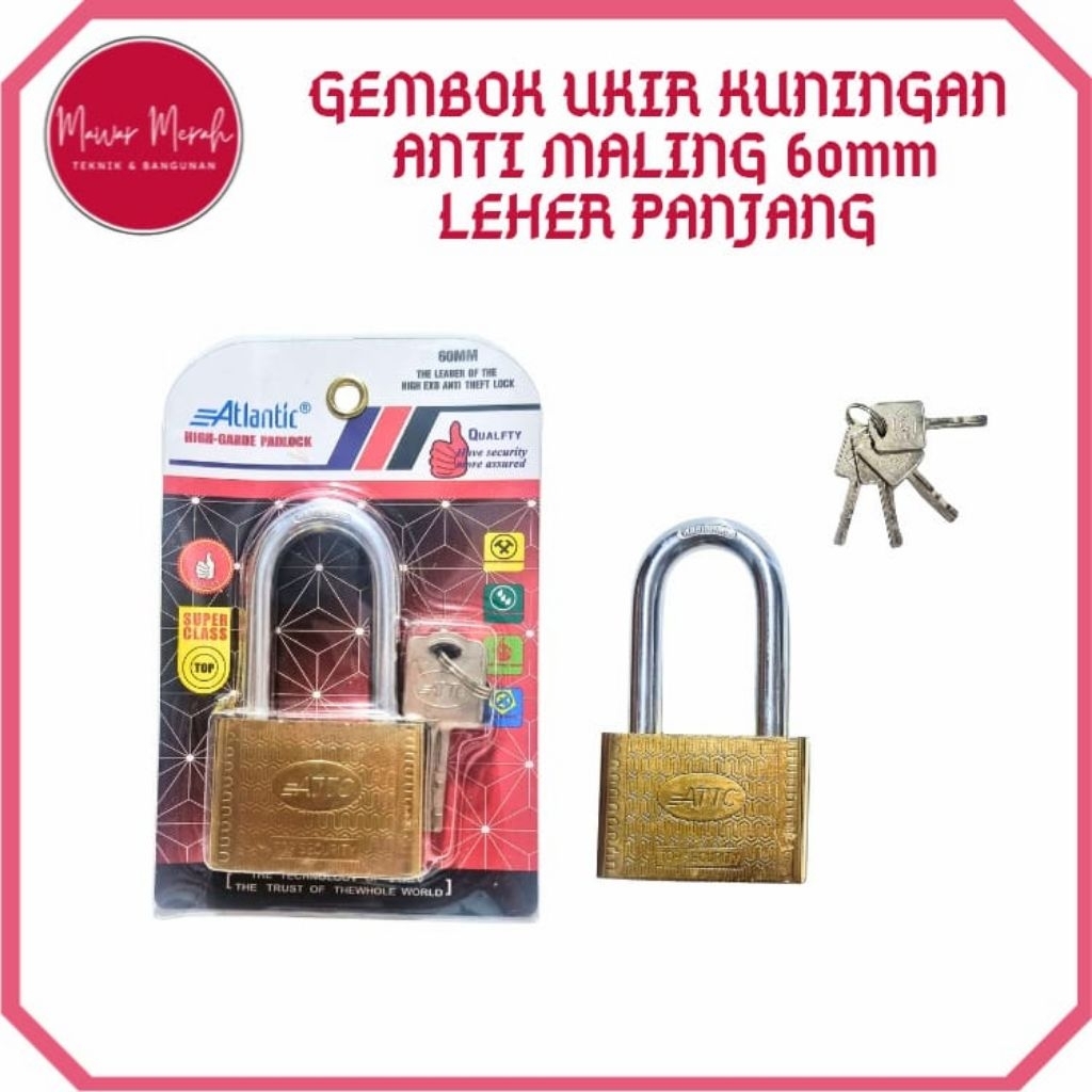 Gembok Anti Maling/Gembok Baja Kuningan 60mm panjang