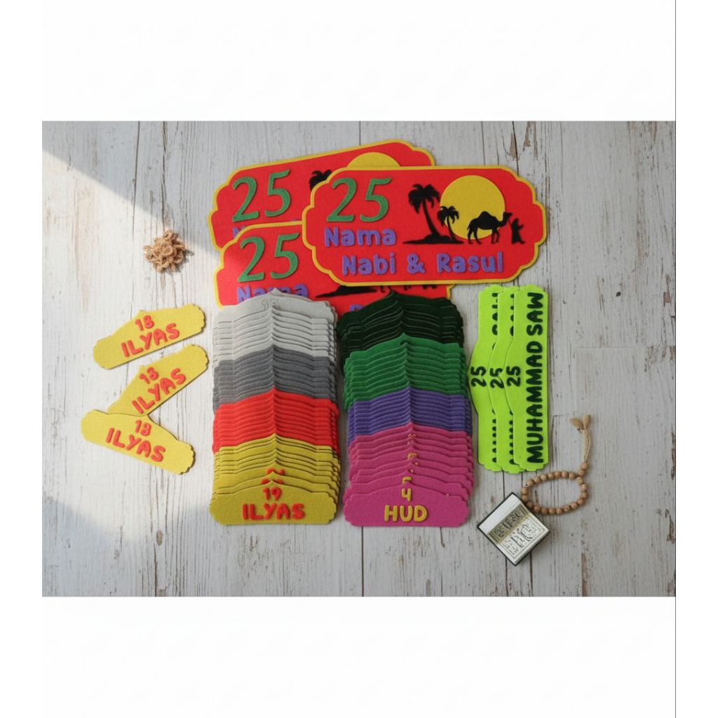 Hiasan dinding 25 Nama Nabi & Rasul BELUM DI LEM