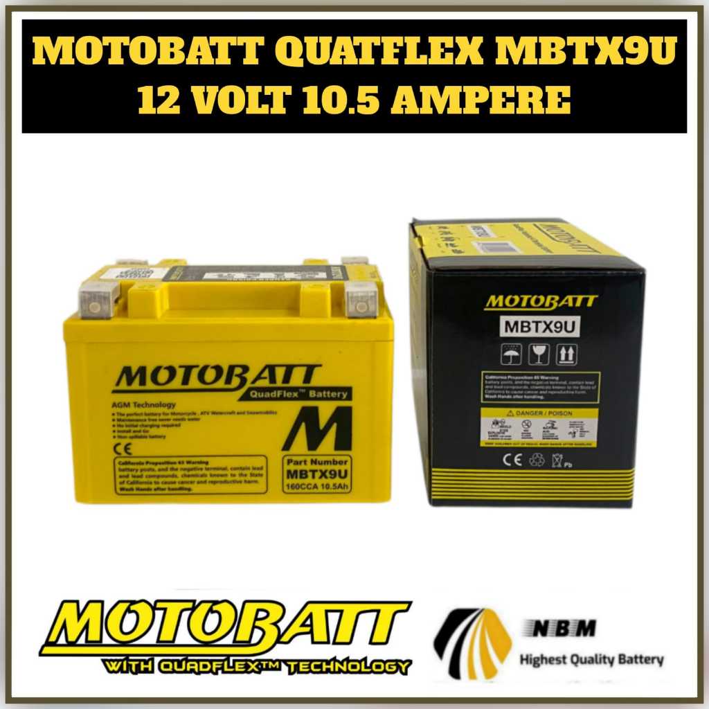 Aki Motor Ninja 250 FI/Karbu/PULSAR/PIAGIO/KYMCO MOTOBATT MBTX9U Aki GEL Original