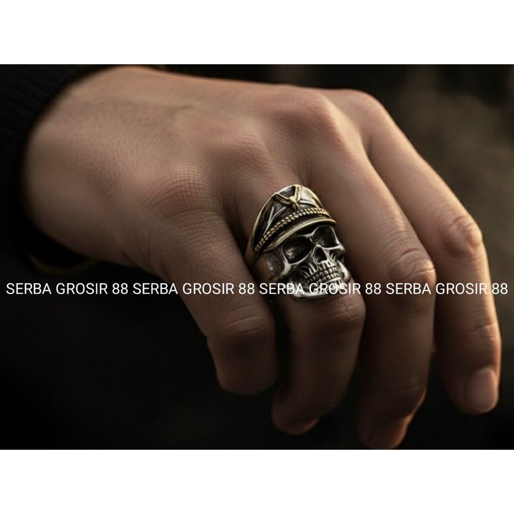 Cincin Tengkorak Pria Titanium Premium | Aksesoris Pria Keren | Cincin Gaya Rock, Biker, dan Fashion