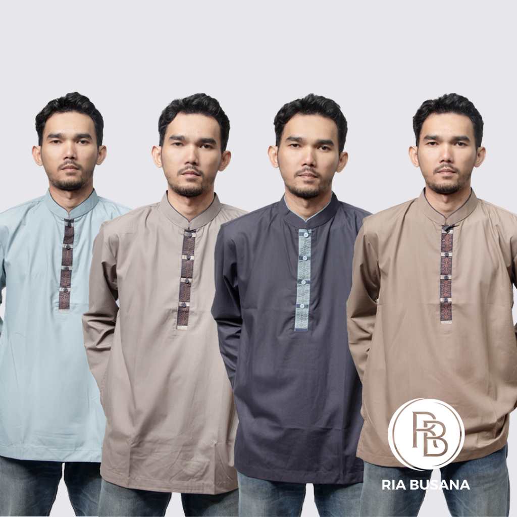 Ria Busana - Bastoh - Kemeja Koko Dewasa Pria Lengan Panjang Bordir Katun