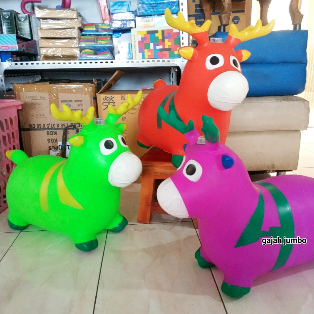 Mainan Anak Jumping Animal Hewan Karet Kuda Tunggang Unicorn Kuda2an Kuda Kudaan