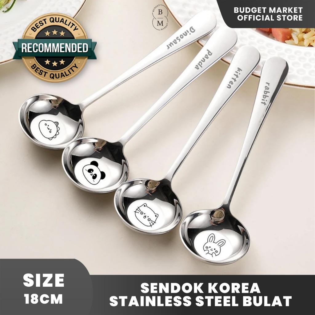 Sendok Makan Bulat Korea Stainless Steel Sendok Anak Stainless Steel 304 Karakter Lucu