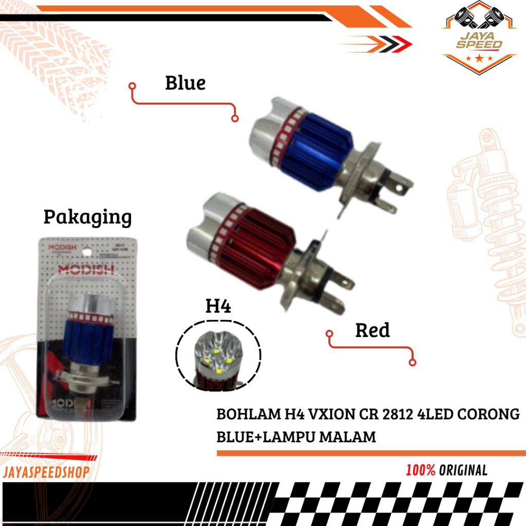 BOHLAM H4 VXION CR 2812 4LED CORONG BLUE+LAMPU MALAM