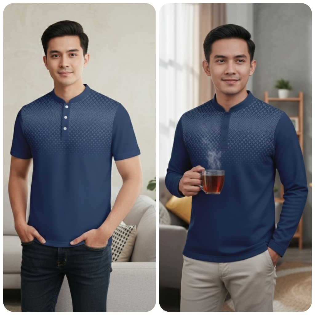 Jersey Koko Muslim Full Print Baju Pria Modern Motif Elegan Stylish Bahan Nyaman Desain Elegan Dan S