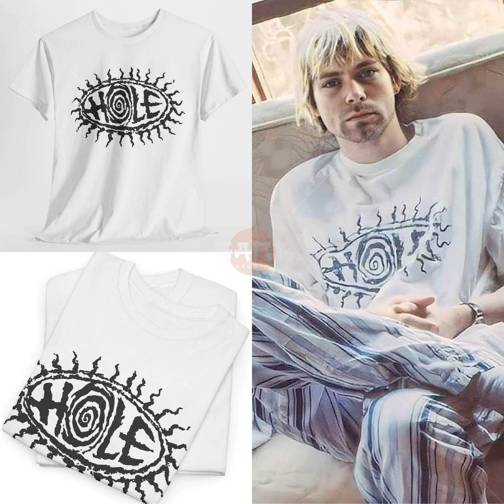 Kaos Band Unisex Hole Kurt Cobain Nirvana Vintage 90s – Sablon Discharge Premium