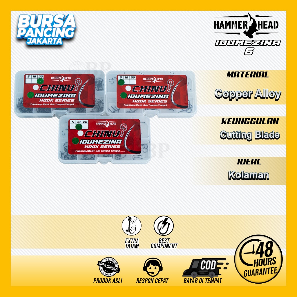 HAMMER HEAD Set Kail Pancing Super Lengkap SK6 Japan High Carbon Steel + Swivel Kili Kili Kail Kuat 