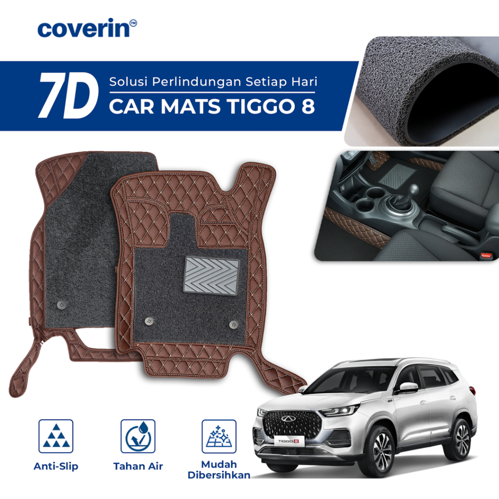 Coverin Karpet Mobil TIGGO 8 7D Premium Custom Fit Anti Slip + FREE Bagasi
