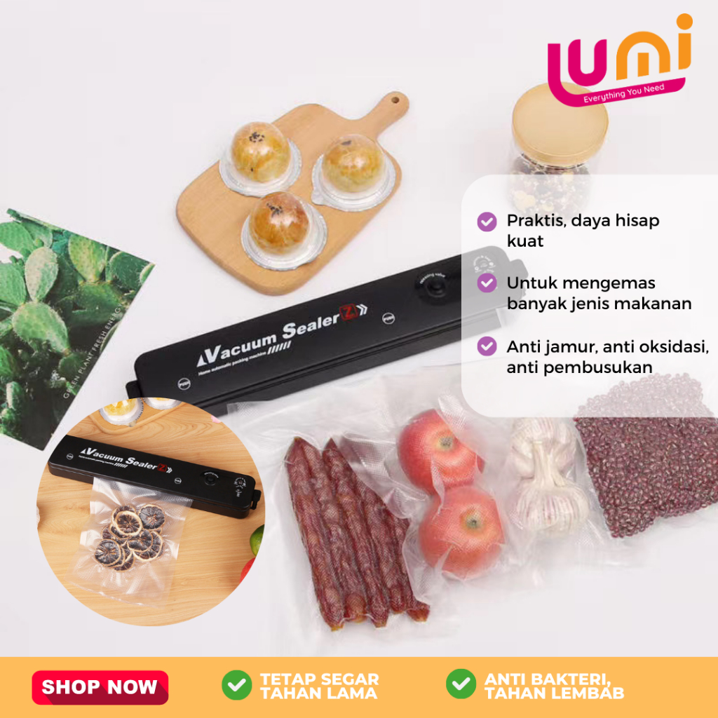 Vacuum Sealer – Mesin Vakum Makanan Serbaguna (Termasuk Plastik Vakum Premium)