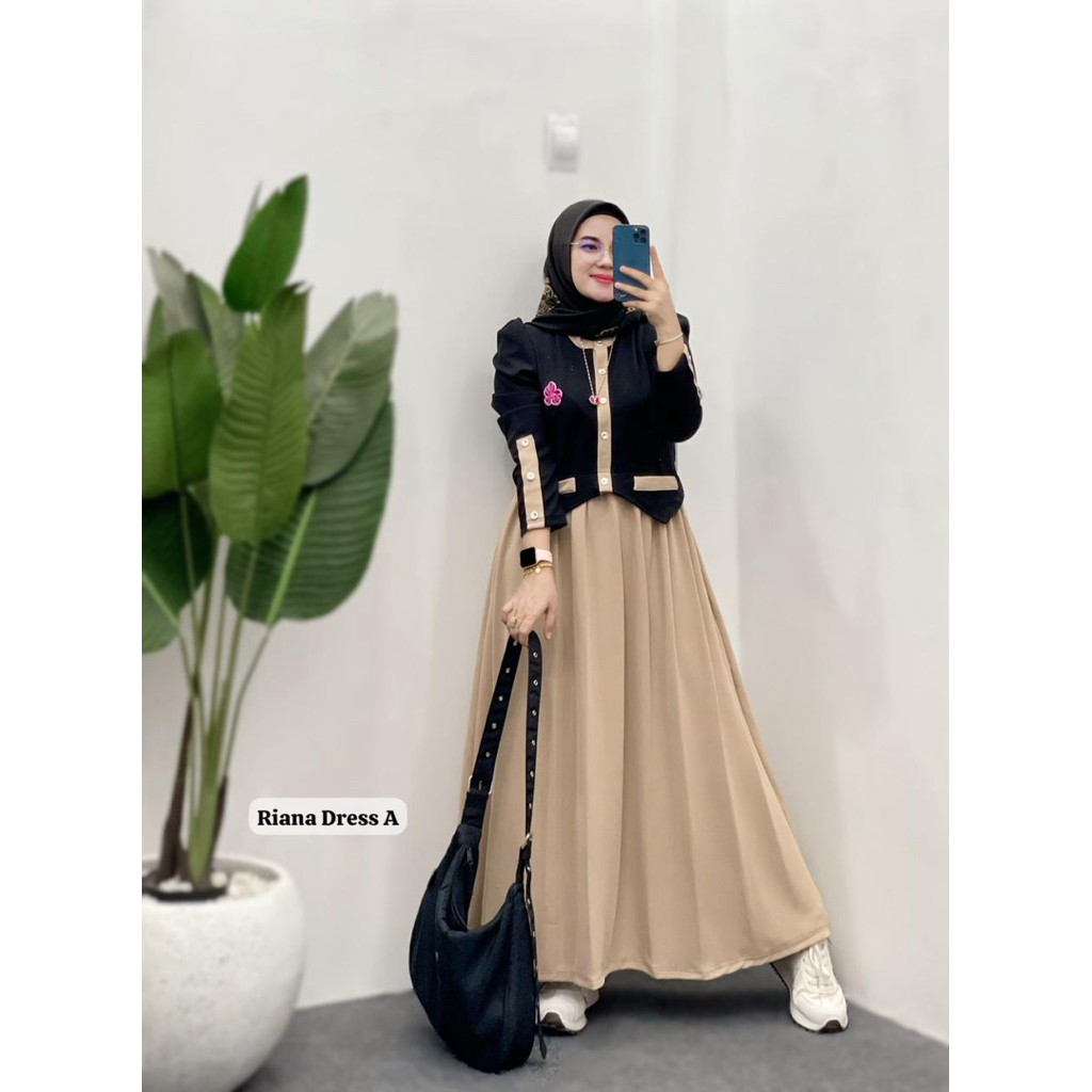 Riana Dress / Gamis Knit Import / COD