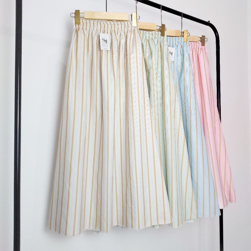 SN - Rok Stripe Cotton Poly | Rok Daily Motif Salur | Korean Striped Skirt