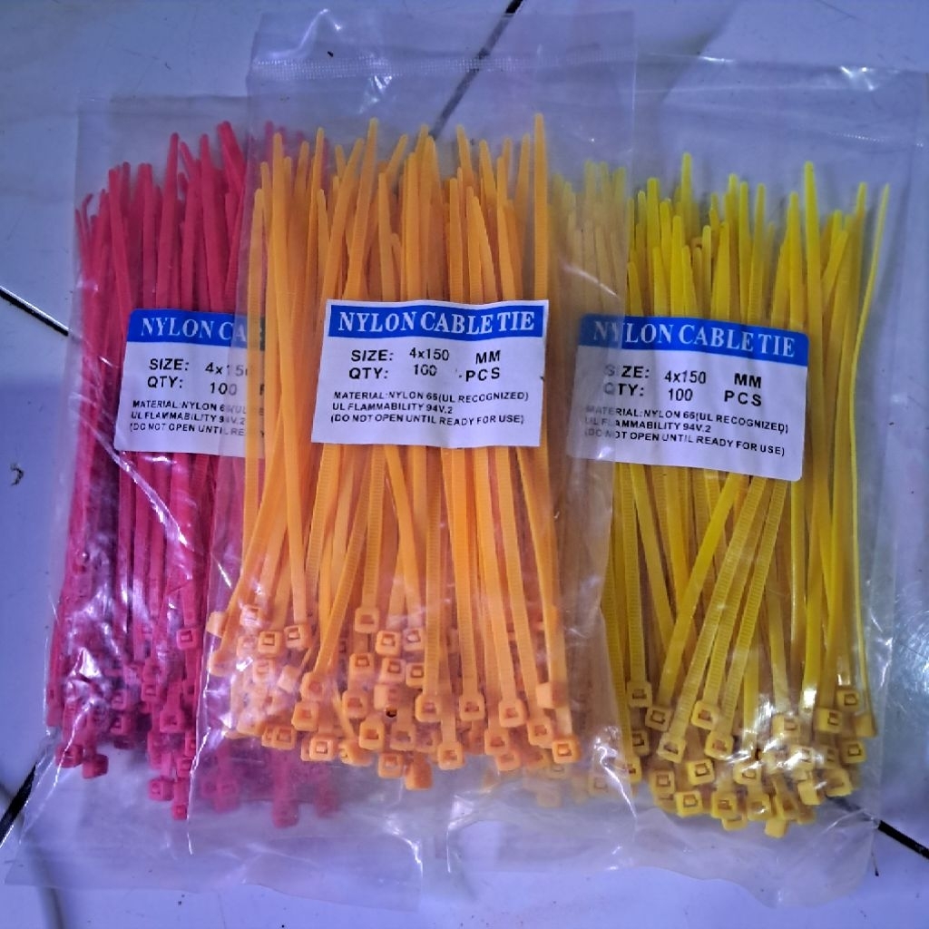 nylon cable tie - tali kabel - cable ties - 4x150 - 2 5x100mm - 100pcs warna warni