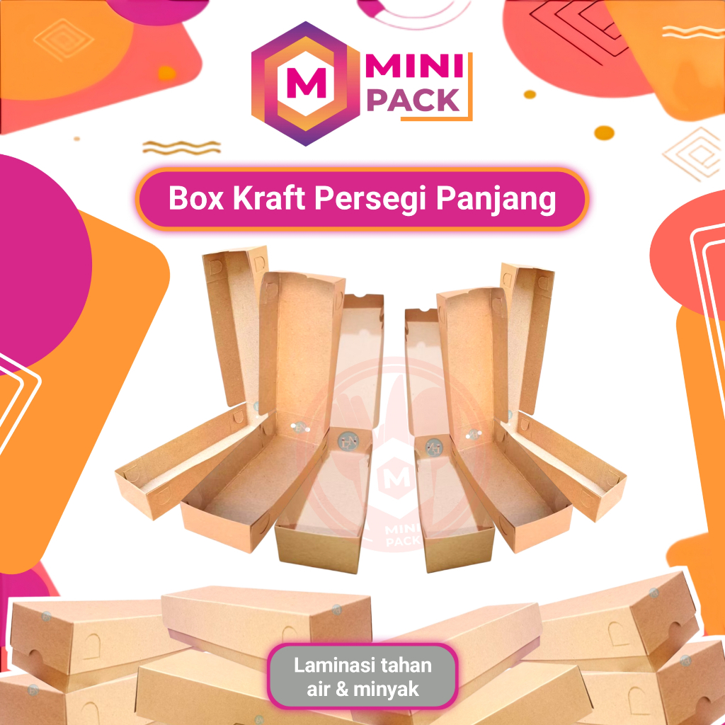 Box Dus Kraft Persegi Panjang Dus Corndog Sate Bakaran Sosis Donat Donut 12x4 20x6 20x7 25x6 25x5 Ko
