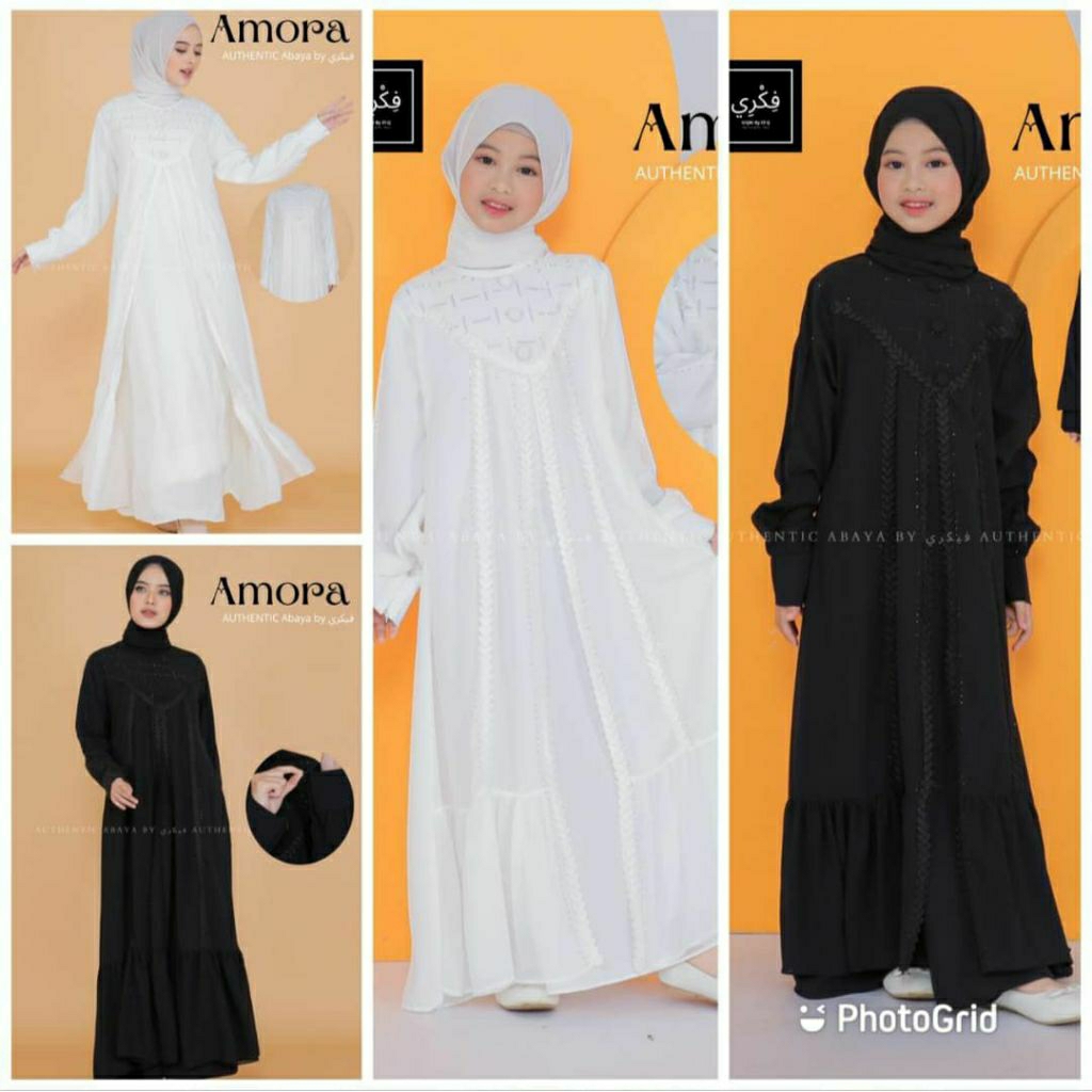 GAMIS MUSLIM ANAK PEREMPUAN ABAYA HITAM SET JILBAB USIA 8 SAMPAI 12 TAHUN FASHION MUSLIM