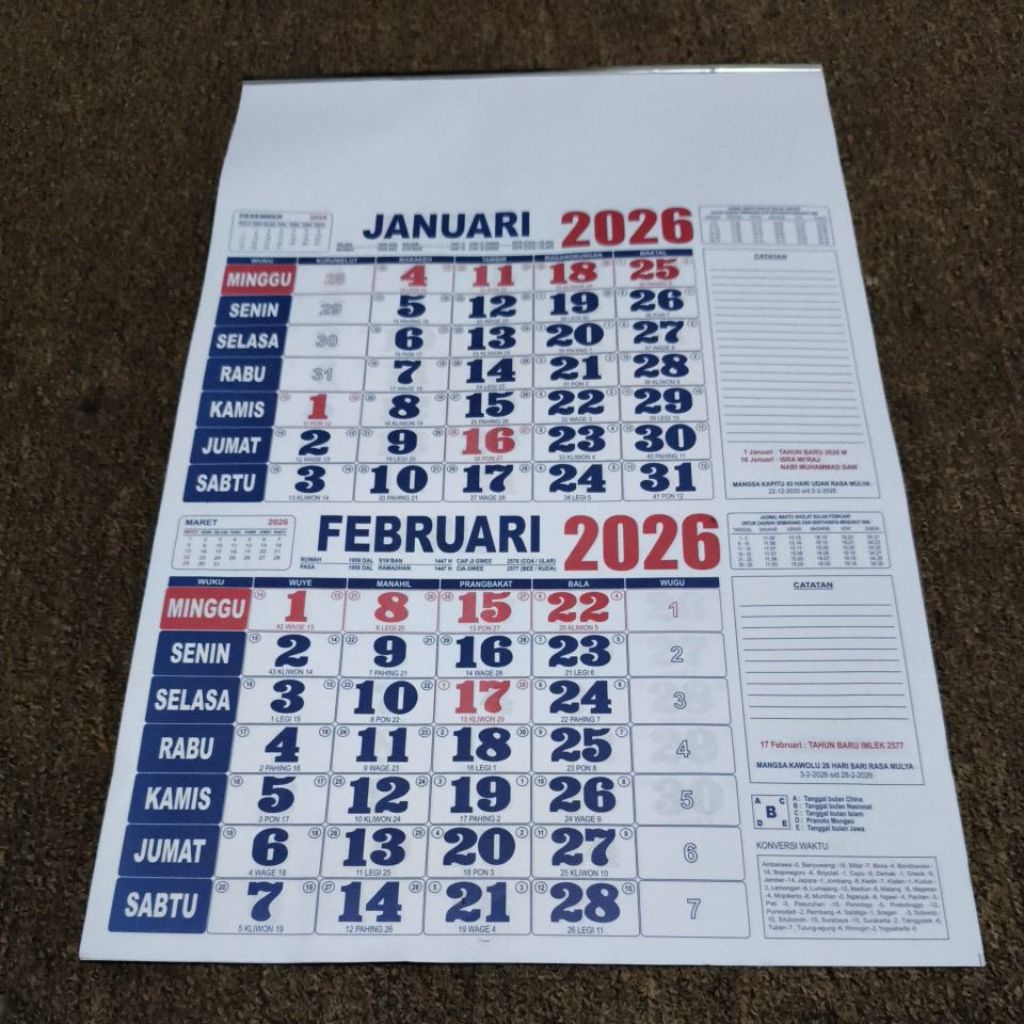 Kalender Dinding 2026 Kalender Almanak