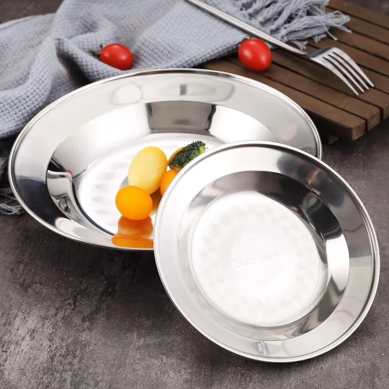 1 Lusin Piring Makan Stainless Steel 22 Cm