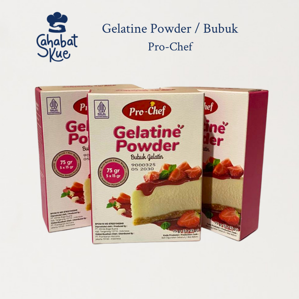 Pro Chef Gelatine Powder 5x15gr – Gelatin Bubuk Halal untuk Dessert & Kue