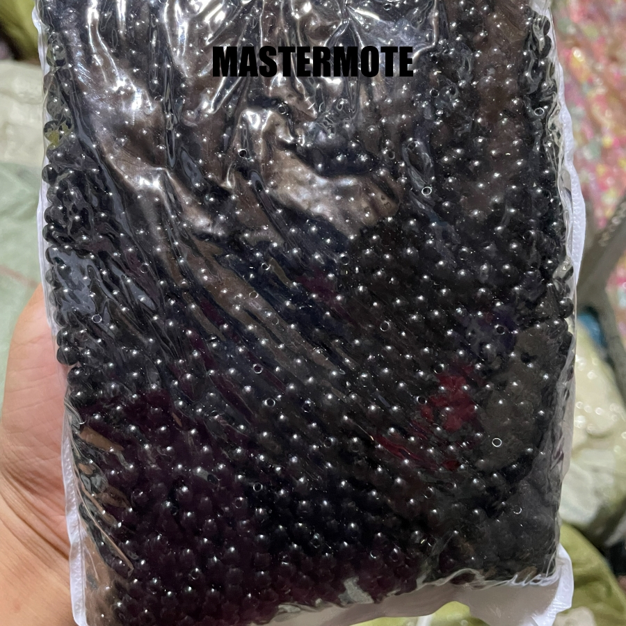 Manik Mote Bulat Abs Hitam 6mm 8mm 10mm Bahan Kerajinan