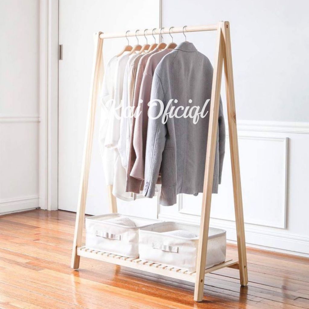 Gantungan Baju Kayu | Stand Hanger Aesthetic