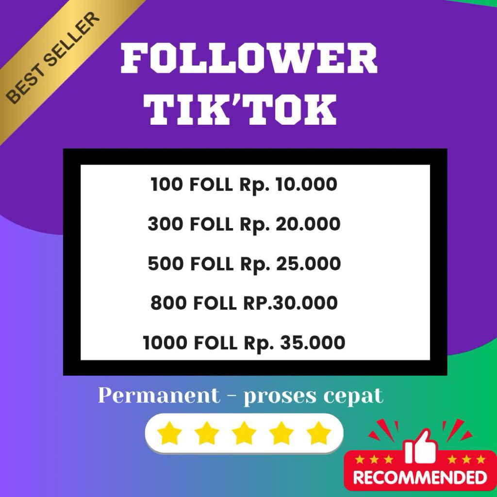 DISKON Followers Tiktok Proses Cepat Premium Best Quality Aktif Murah Bergaransi 1000 Follow Tik Tok