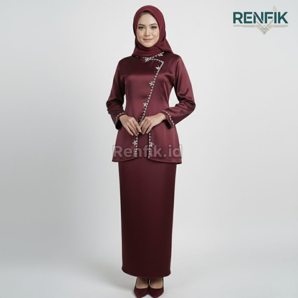 Zeline One set baju kurung melayu wanita modern slimfit simple & anggun Setelan Pakaian wanita tunik