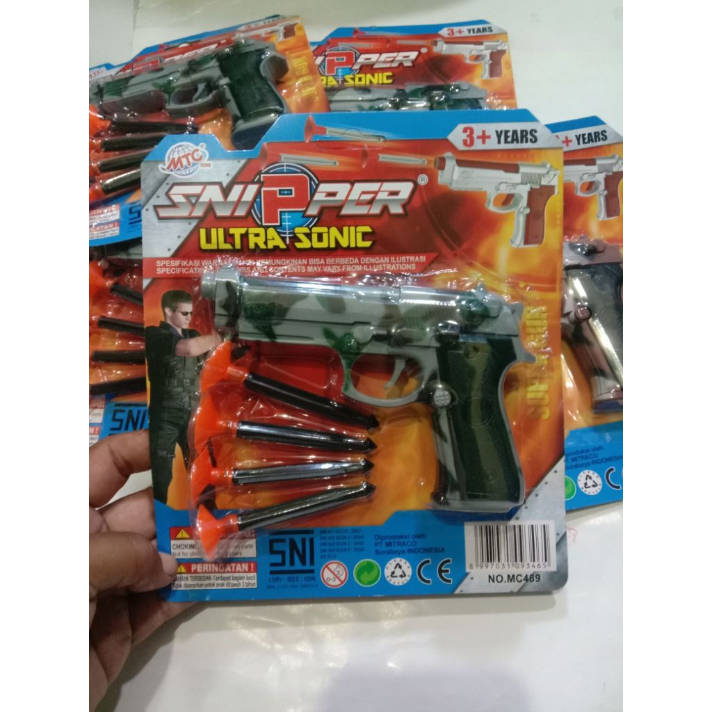 Mainan Pistol Sniper Ultrasonic Tembakan Peluru Karet SNI