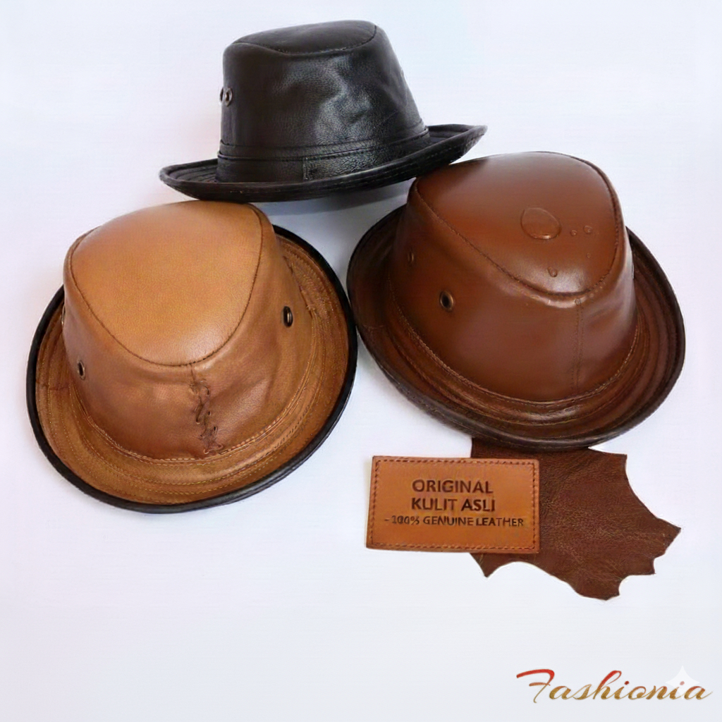 Topi Tompi Kulit Asli - Laken Pria Kulit asli Garut S / M / L