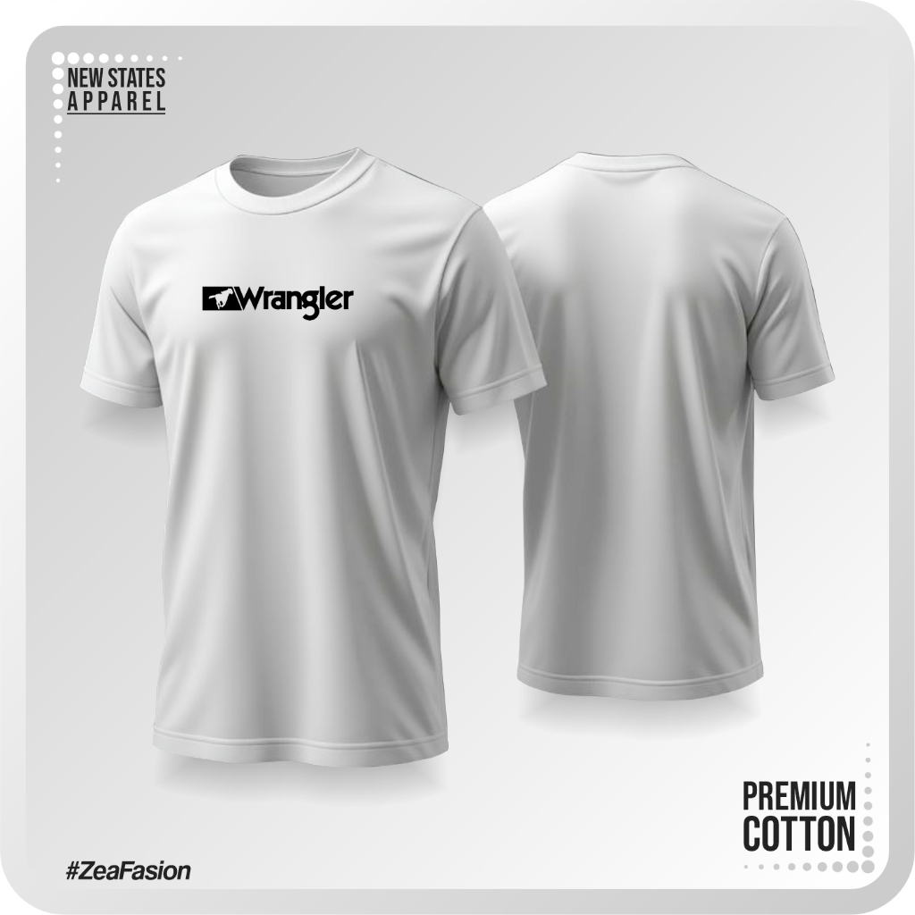 Zee Baju Kaos Distro Wrangler+Kd Hitam Kaos T-Shrit Lengan Pendek Unisex