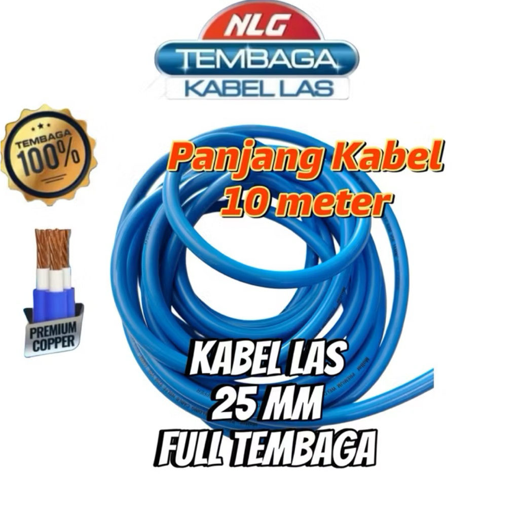FULL TEMBAGA NLG kabel las 10 meter 25 mm premium tembaga kabel las listrik 200a kabel las 900 watt