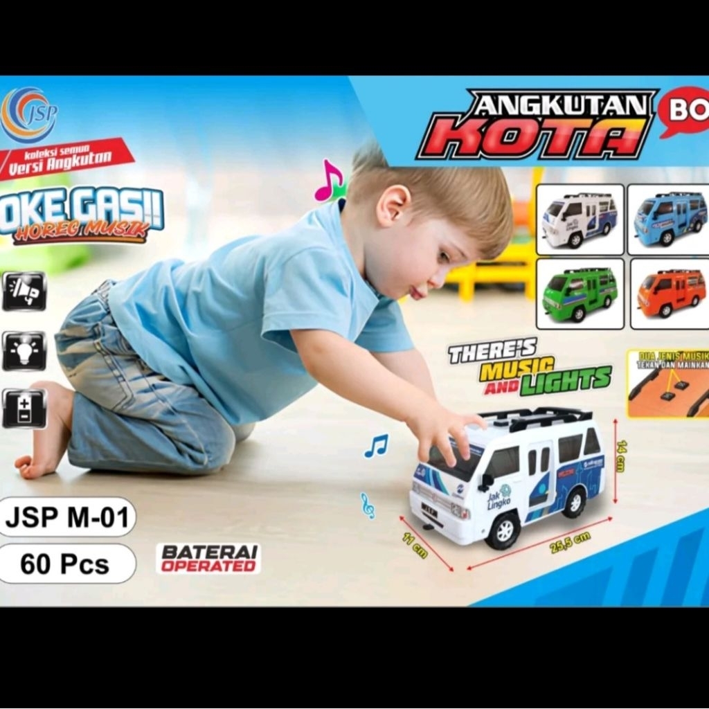 Mainan Mobil Angkutan Kota Telolet Horeg Musik Kode JSP M-01