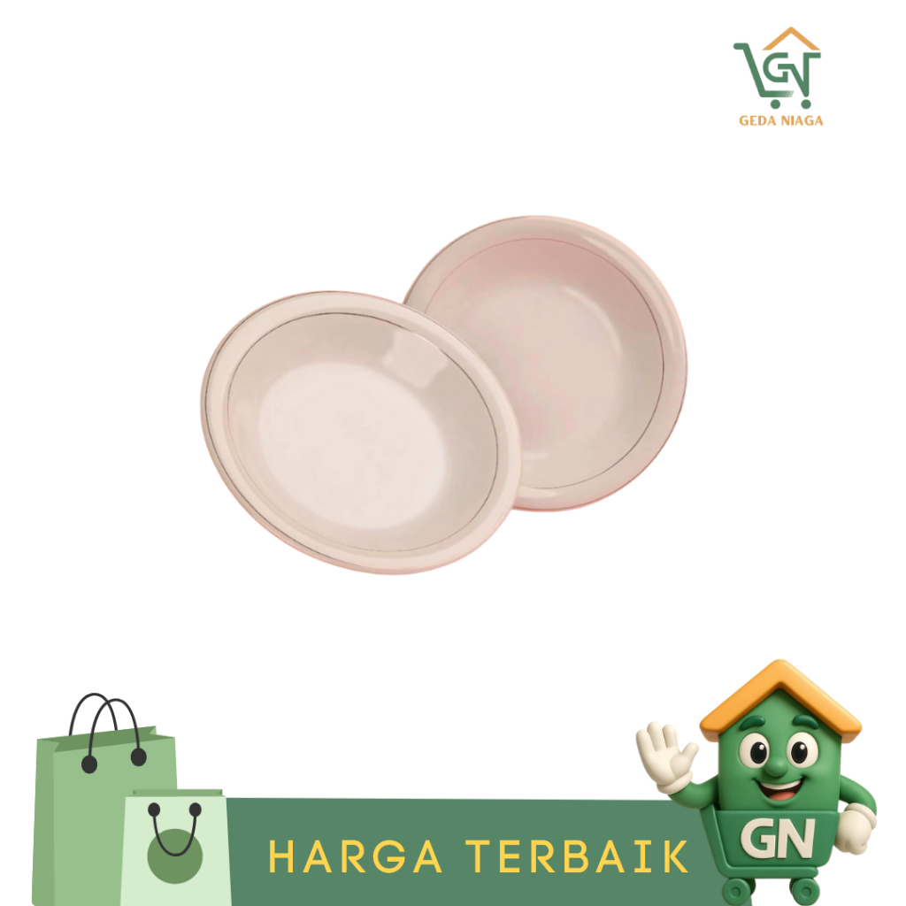 Piring Makan Keramik Lis Emas Omega Satu Set / Piring Makan Omega Lis Emas Satu Set 9,25 Inch (12 PC