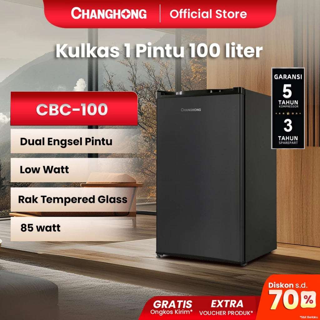 CHANGHONG Kulkas 1 Pintu CBC 100 Kulkas Mini 100 Liter