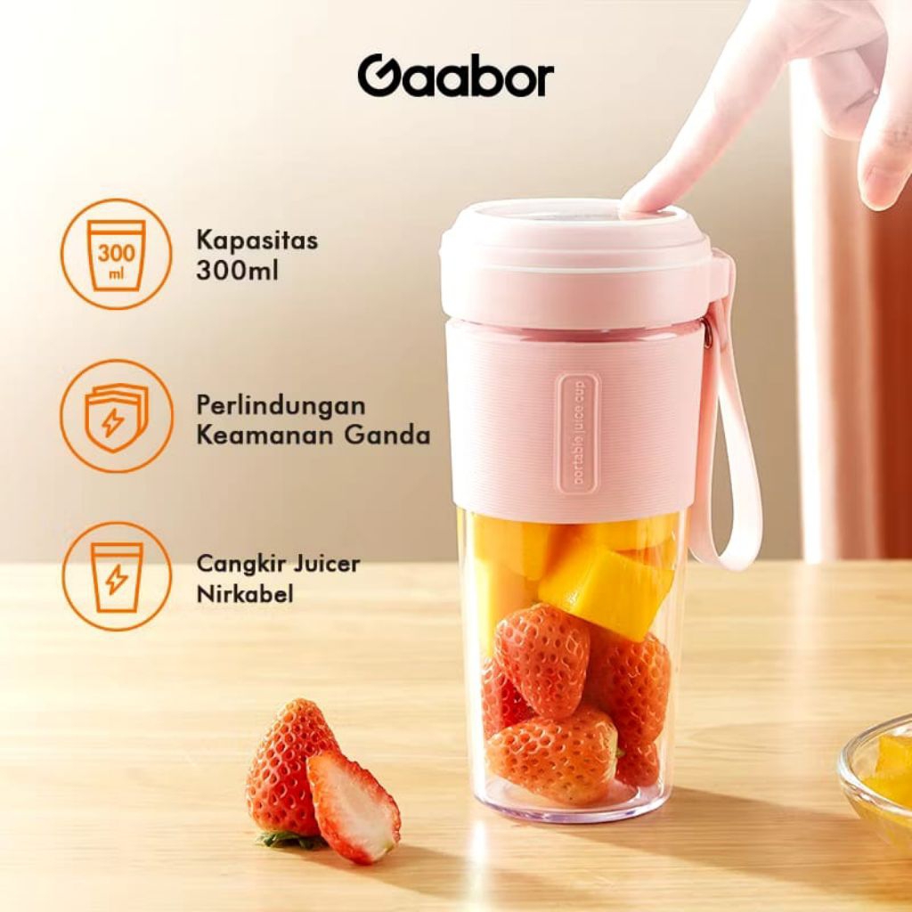 Gaabor Rechargeable Mini Portable Juicer 300ML Blender Jus Mini Alat Jus Portable Listrik / GF-M03D