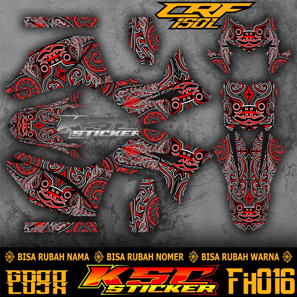 STICKER PRINTING DECAL STIKER CRF SETIKER HONDA CRF 150L FULLBODY BATIK GORGA BATAK [FH16] STIKER CR