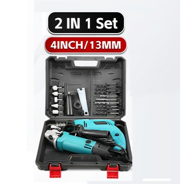 Mesin Gerinda Tangan dan Mesin Bor Listrik 13mm Set Gerinda dan Bor Paket Bor Gerinda Free Koper Ger