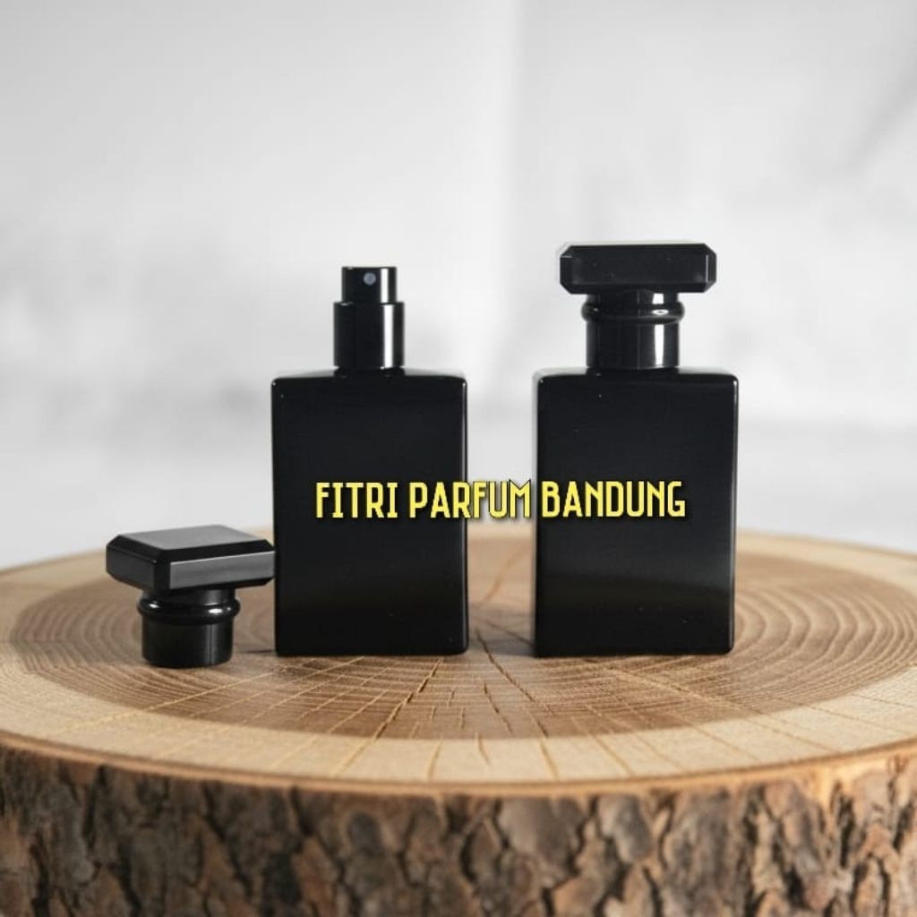 Botol parfum semprot spray kotak kaca 30ml (CNLBLACK30)