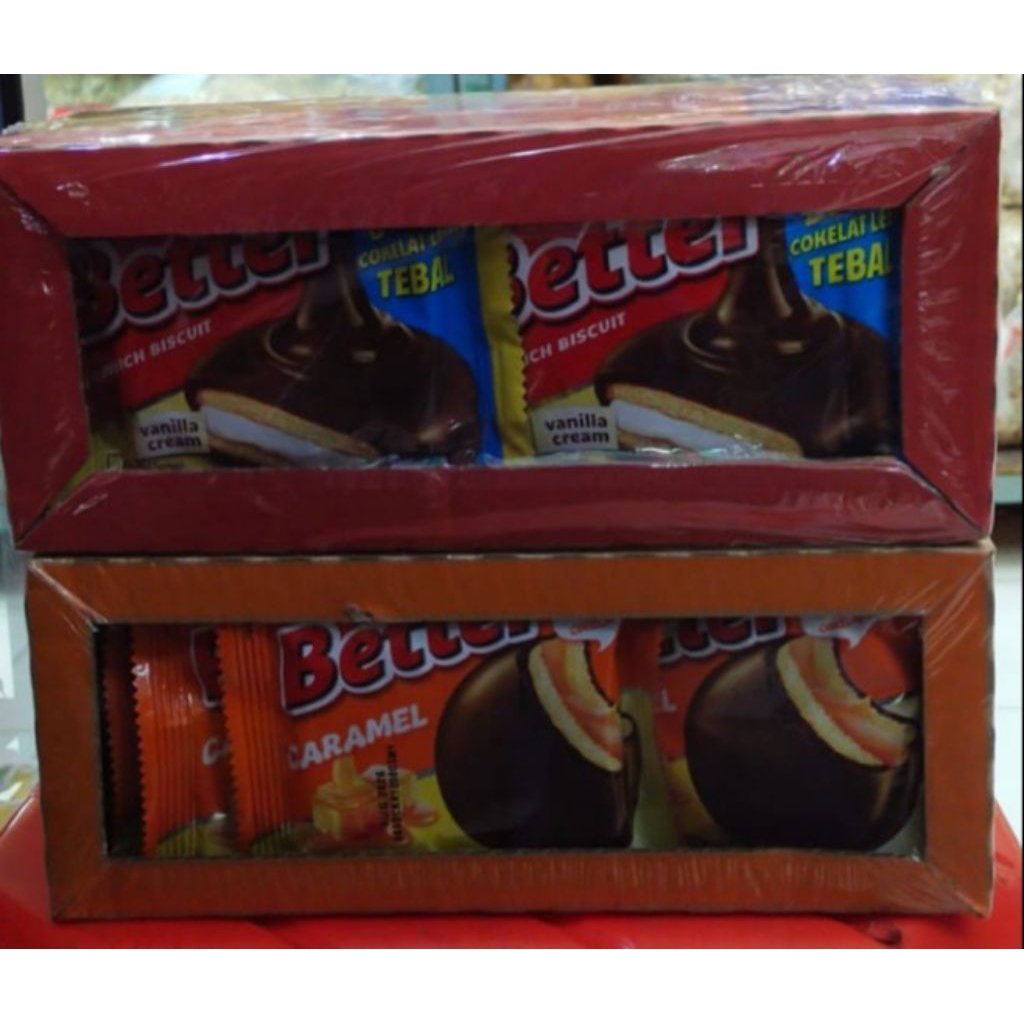 Better biscuit renteng caramel,,cream vanila isi 10 sachet