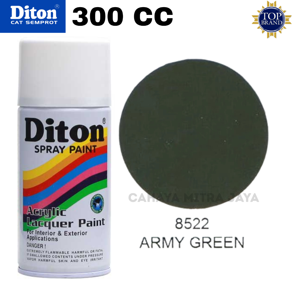 Diton Cat Semprot Spray Paint Army Green 8522 Hijau Tentara Doff 300cc Acrylic Lacquer