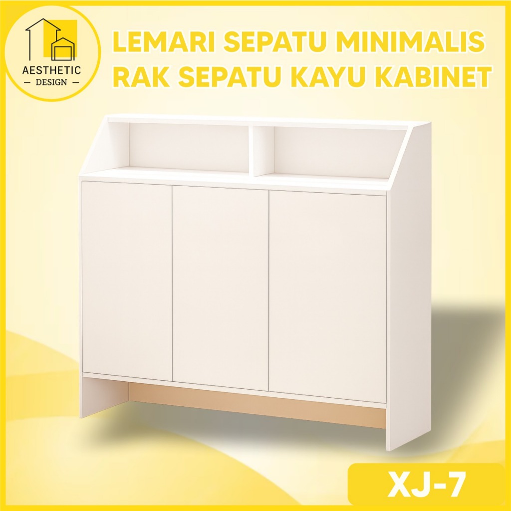 Lemari Sepatu Mini Minimalis Rak Sepatu Kayu Kabinet Rak Sepatu Tertutup Modern XJ-7-1