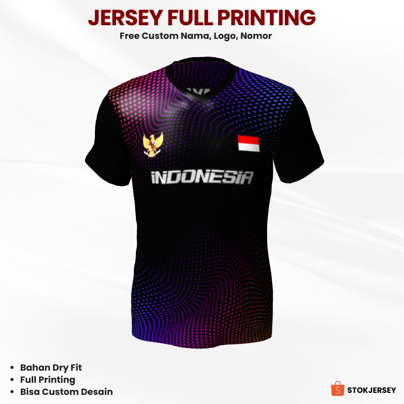 Kaos Jersey Futsal Hitam Motif Polkadot 358 - Jersey Olahraga Custom